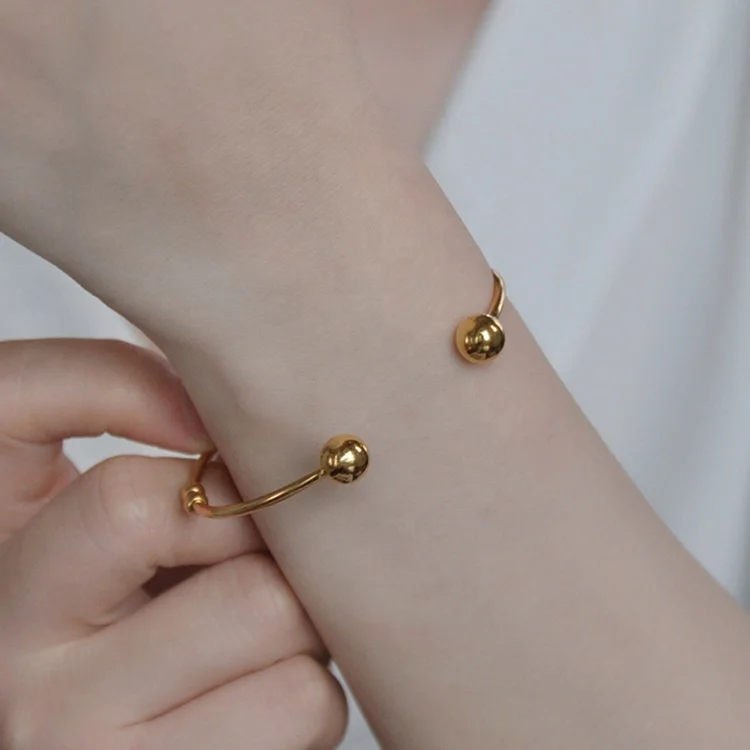  Wholesale Non Tarnish Gold Plated Stainless Steel Jewelry Beads Bangle Bracelet Open Cuff Freshwater