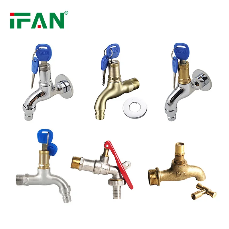 IFAN Anti-Theft Water Pipe Outdoor Garden Taps 1/2 Inch Brass Stainless Steel Faucets Bibcock With Lock