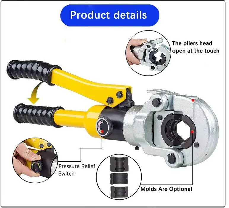 Manual Hydraulic Aluminum Plastic Pipe Crimping Plier Kit Tubes Clamper Tools 10T Stainless Steel Tube Hydraulic Pressing Pliers