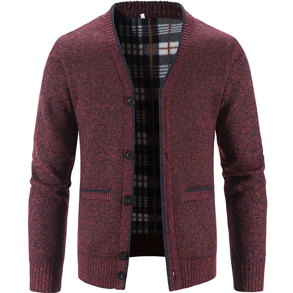 Wholesale Men Single Breasted V Neck Warm Cardigans Sweater