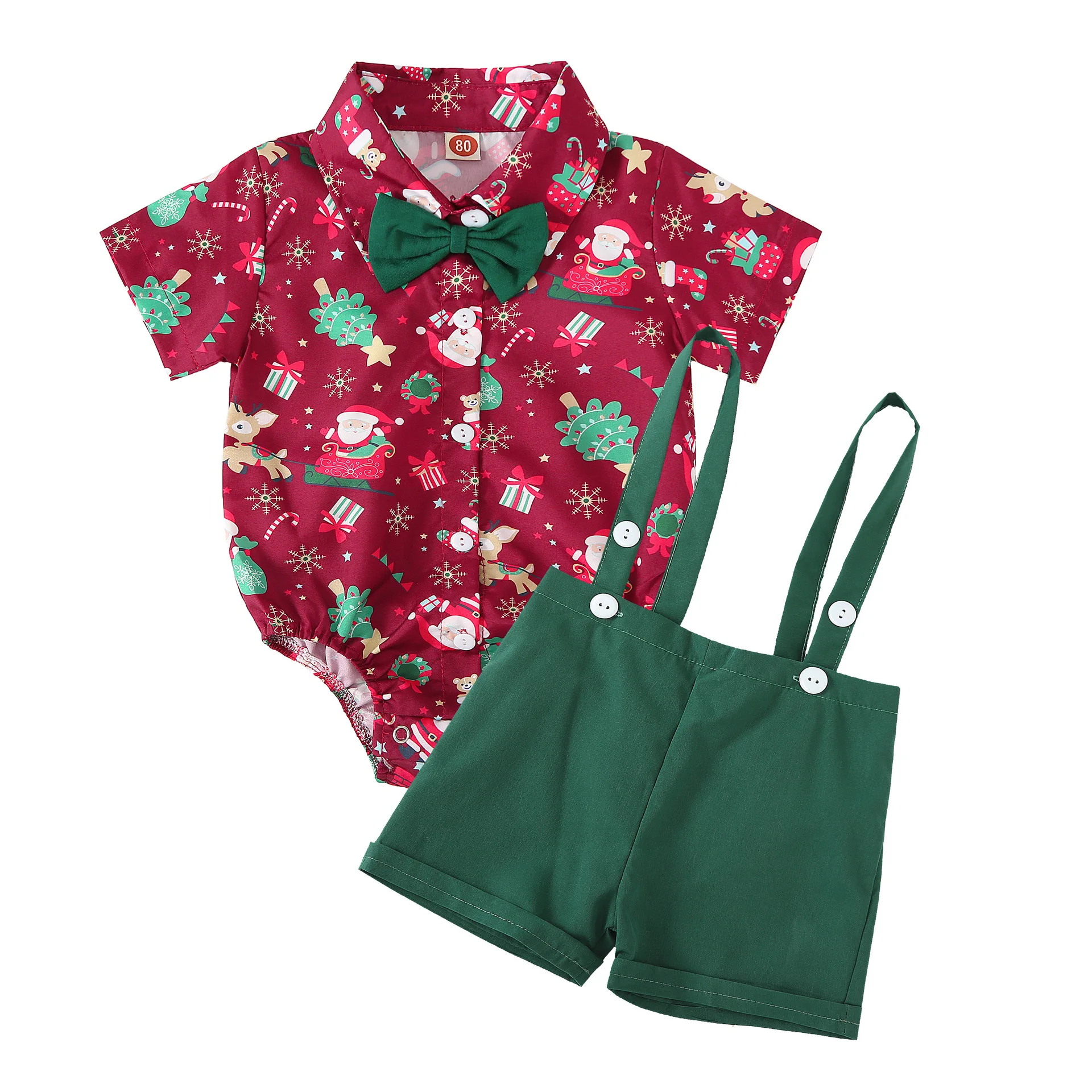 Halloween and Christmas baby romper triangle harem short-sleeved romper gentleman bow tie suspender romper