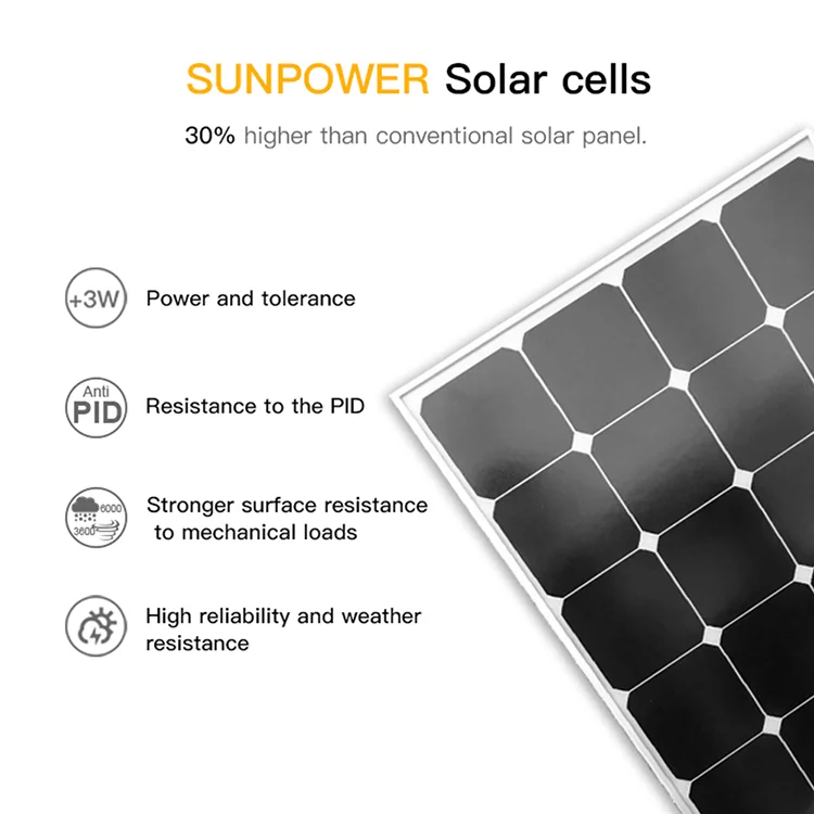 High Efficiency Pv Panels Pannelli Fotovoltaici 400W Module Sunpower Maxeon Solar Panels