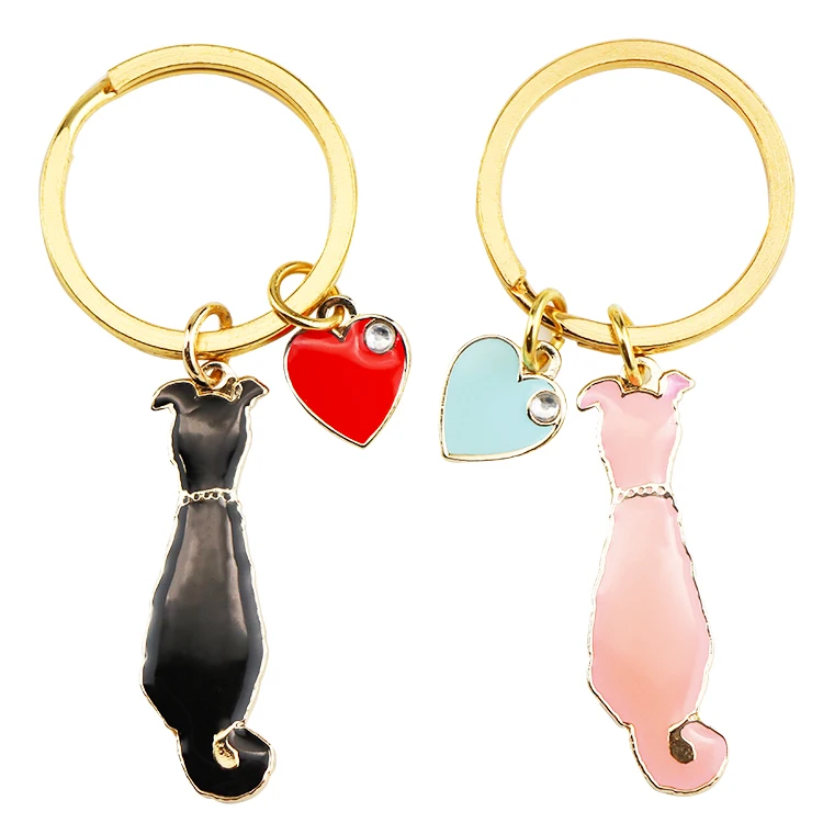 Wholesale Custom Shape Floating Cute Couple Love  Metal Keychain love couple keychain