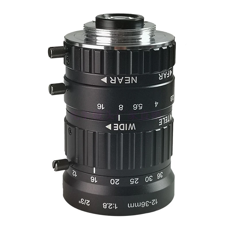 HD 5MP Zoom 12-36mm C-Mount Machine Vision Industrial Lens Without Distortion Professional Industrial Camera Lens