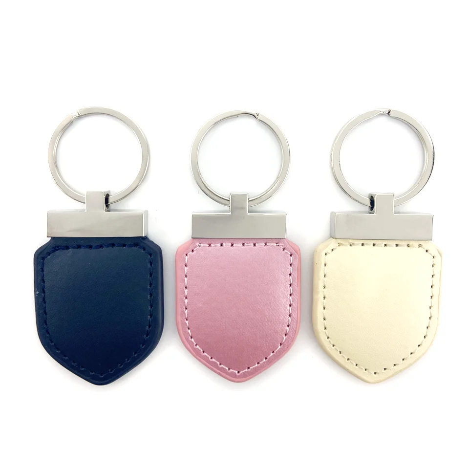Blank can be laser embossed LOGO pattern bulk leather metal artificial leather custom keychain