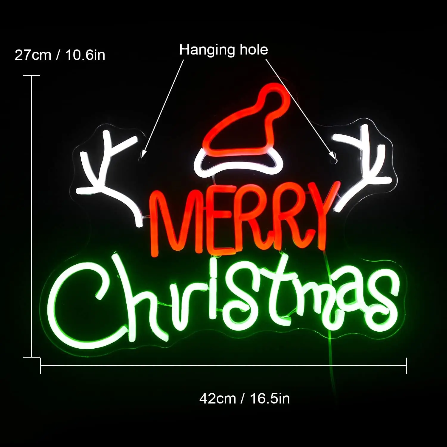 Ineonlife Merry Christmas LED Neon Sign Indoor Christmas Party Wall Decor Acrylic Board Bedroom and Office Christmas Signs