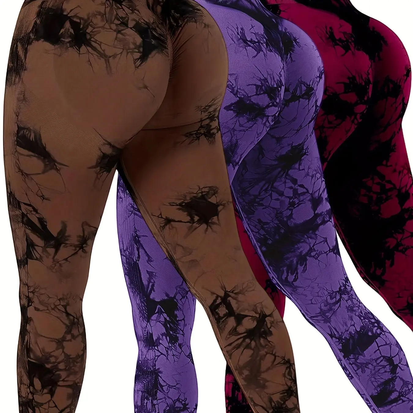 Women High Waist Yoga Pants Tie Dye Seamless Leggings Scrunch Butt Lifting Elastic Tights