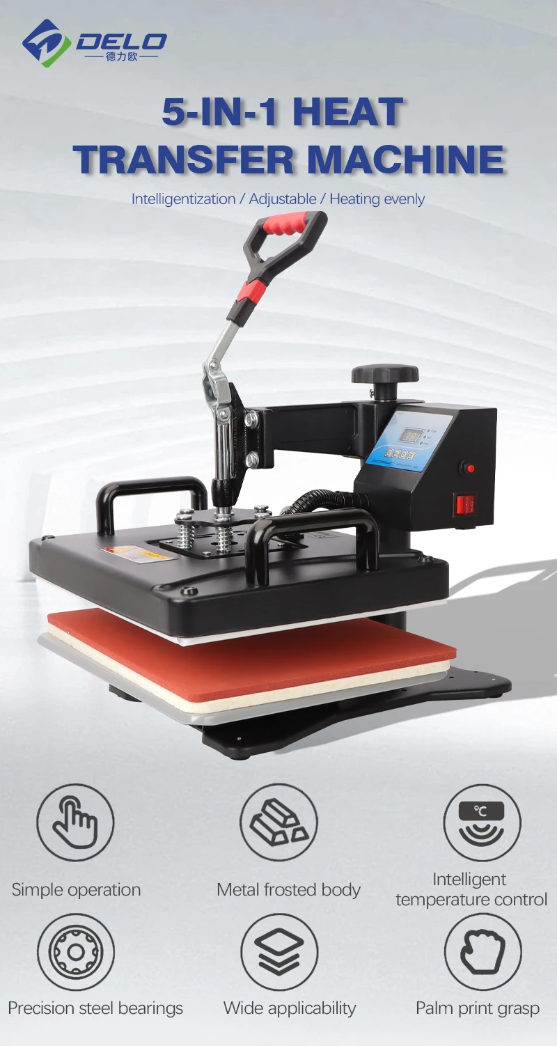 Multifunction Heat Press Transfer Machine Sublimation 5 in 1 Heat Press Machine for T-Shirt/Hat/Mug/Plate