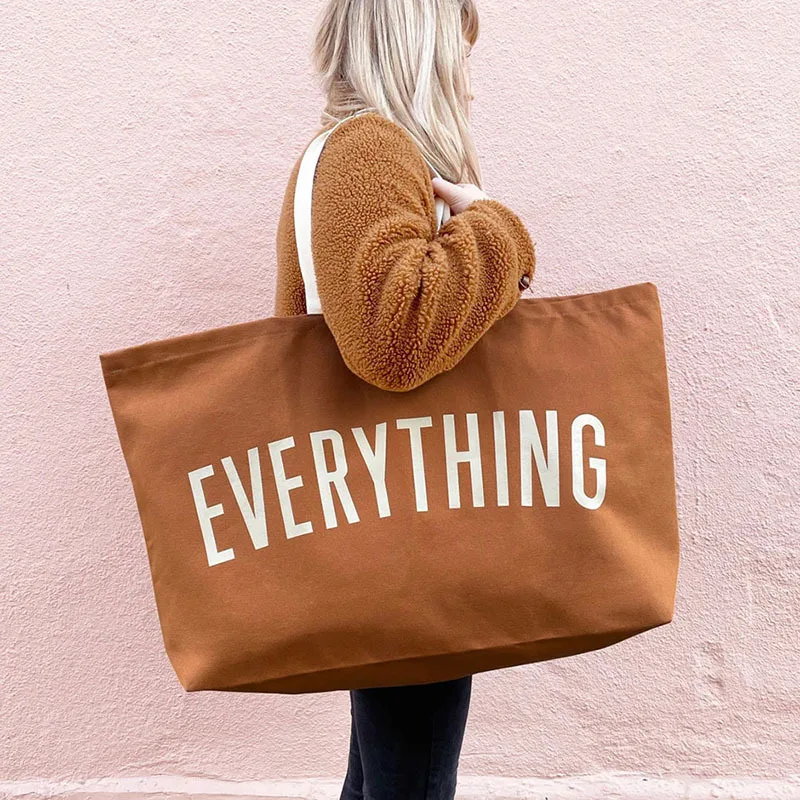 Custom Digital Print LOGO Extra Large korea Women Beach Bag Canvas Tote Shopping Handbag Wholesale