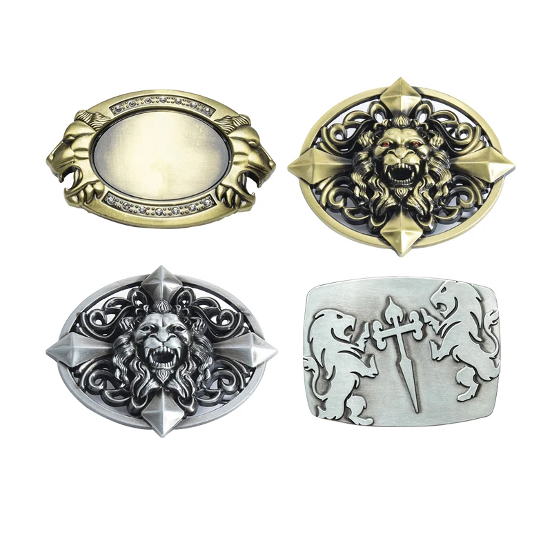 cowboy gold custom western formal fastener 40mm pin buckles sets with logo luxury italy 45mm center bar 4 belt buckle for men