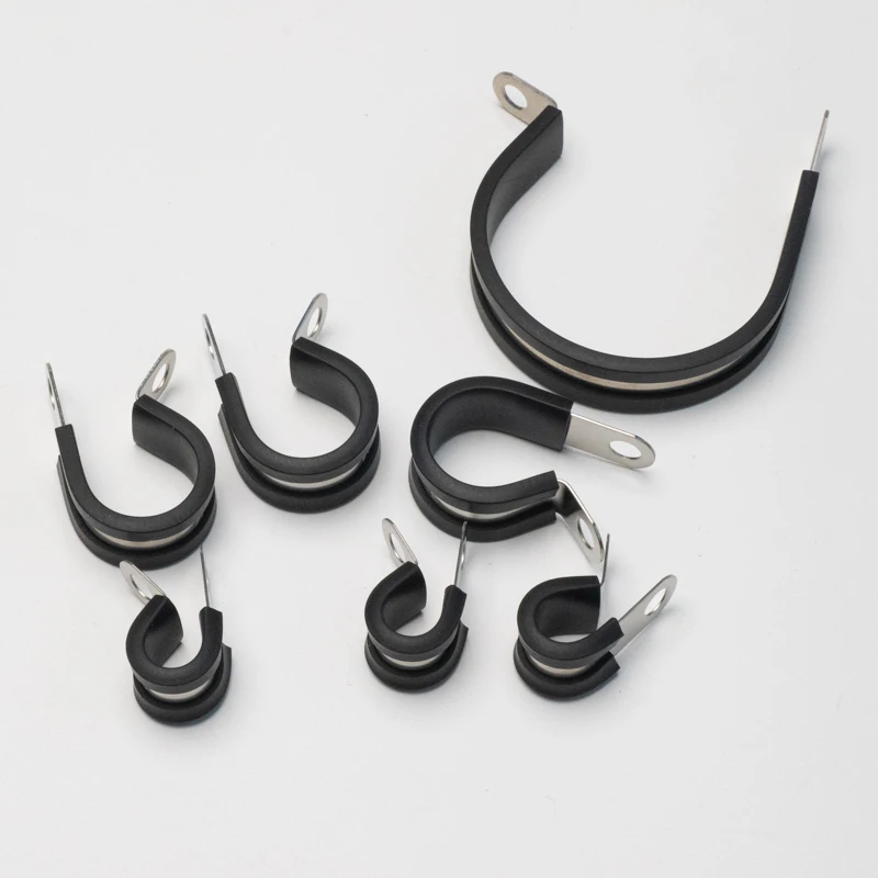 304 Stainless Steel U Type Strap Holder With Epdm Rubber Washer Cushioned Saddle Clamps For 6-200mm Tube Pipe