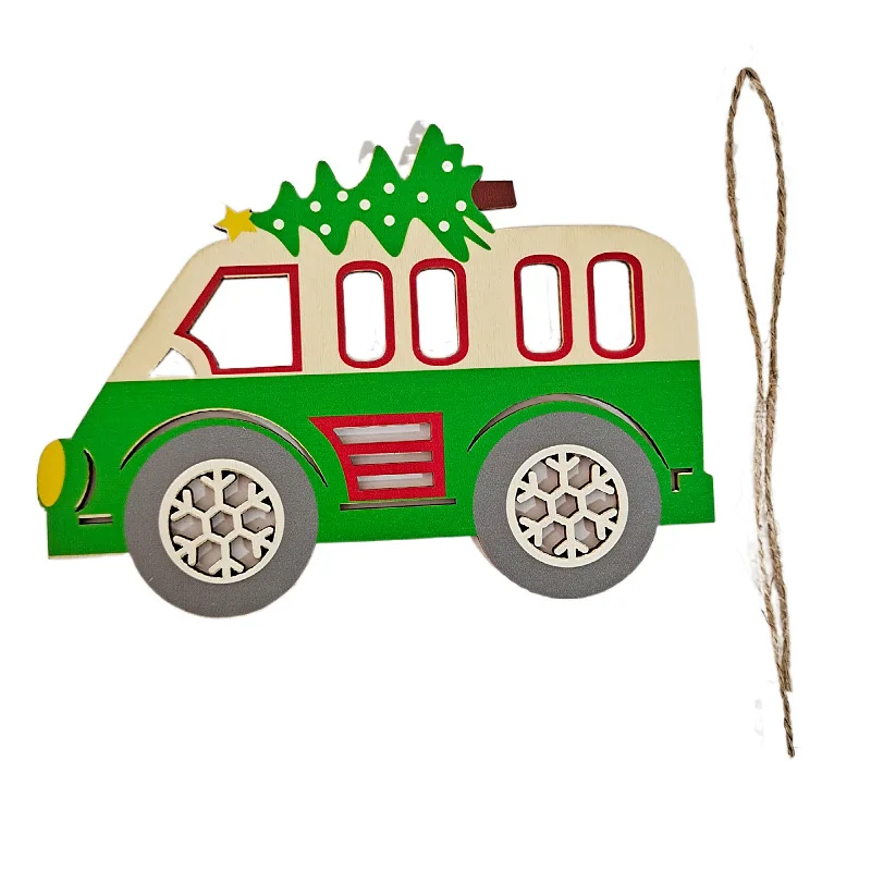 Wooden Christmas Small pendulum ornaments Laser Festival Gifts Home wood chip accessories painted wood crafts