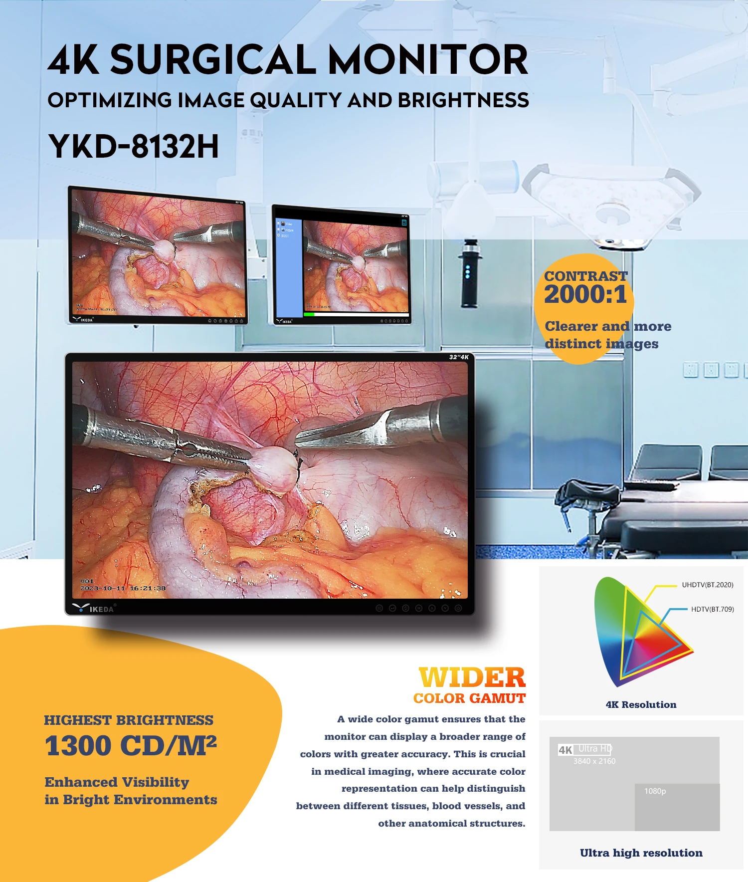 Hot selling AKX 32 inch UHD 3840*2160 4k medical monitor YKD-8132
