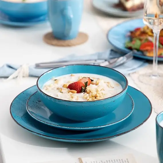 Wholesale Luxury High Quality Custom Reaction Glaze Plate Set Porcelain Dinner Set Family Party Gift Ceramic Dinnerware Set