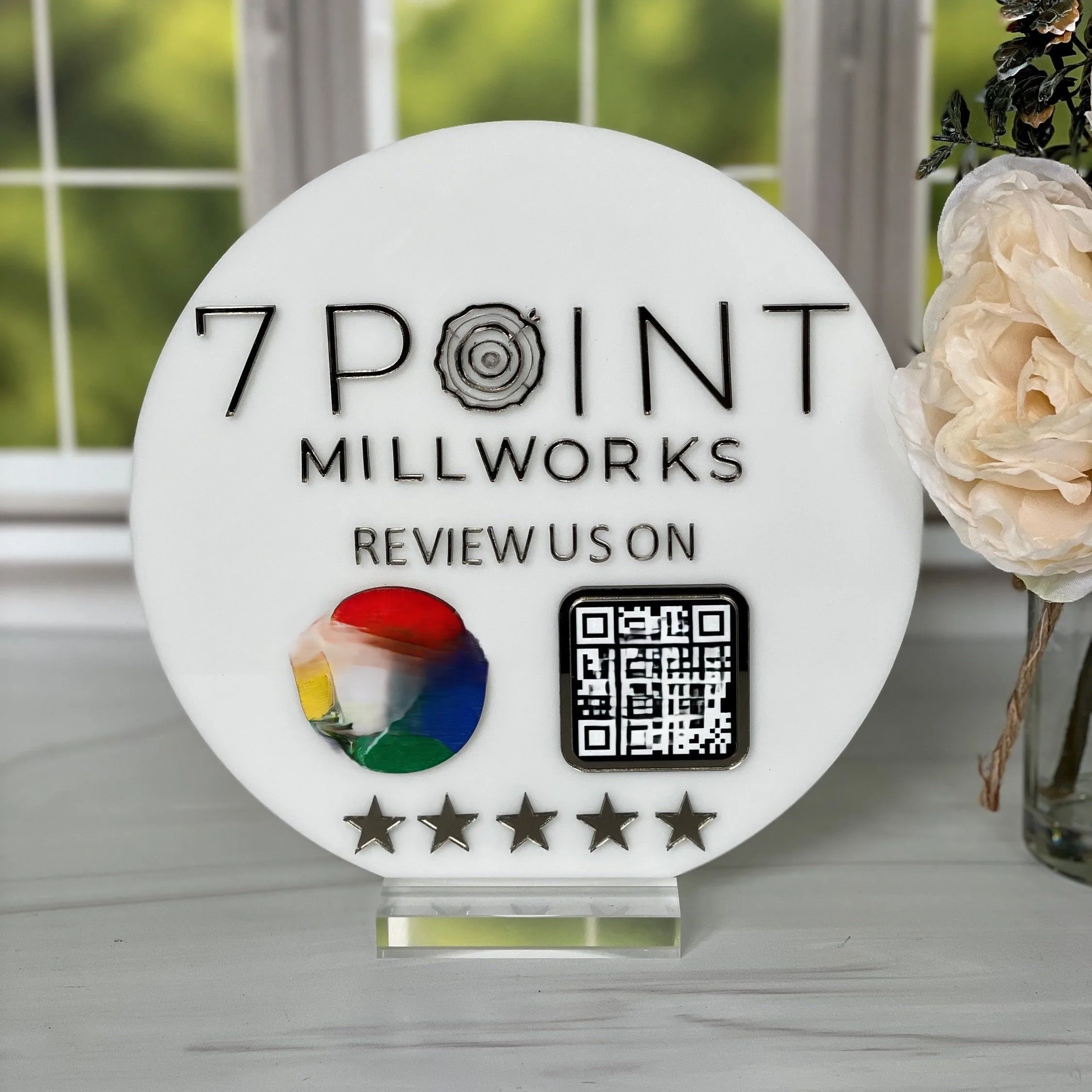 Hairdressers Beautician Mirror Acrylic Qr Code Table Stand Google Social Media Acrylic Display Standee for Advertising