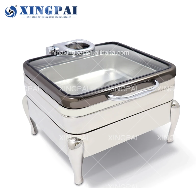 XINGPAI Catering Equipment Buffet Food Warmers Buffet Chafing Dish Stainless Steel Glass Lid Chafing Dishes For Catering