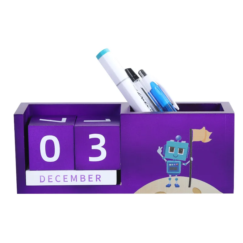 Factory Direct Supply Custom Creative Cartoon Desk Calendar With Wooden