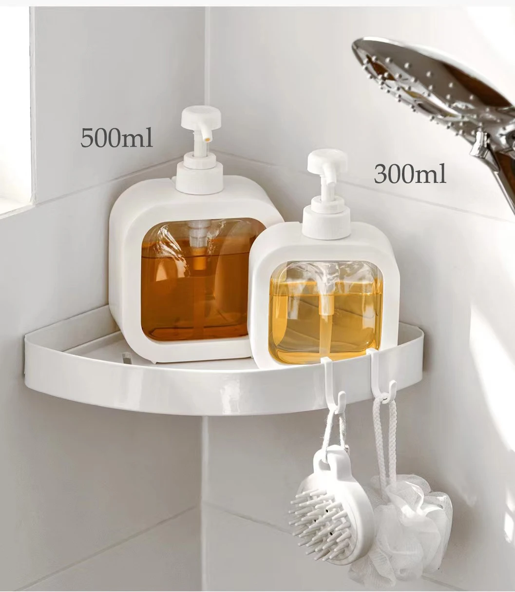 Stock 300ml500mlPET square hand sanitizer Reusable White luxury shampoo bottle shower gel Pink plastic packaging empty bottle