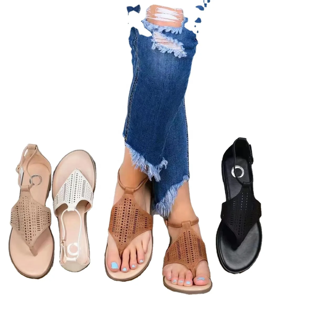 Free Shipping New Summer Beach Women Flat Sandals ,Female Knit Sandals