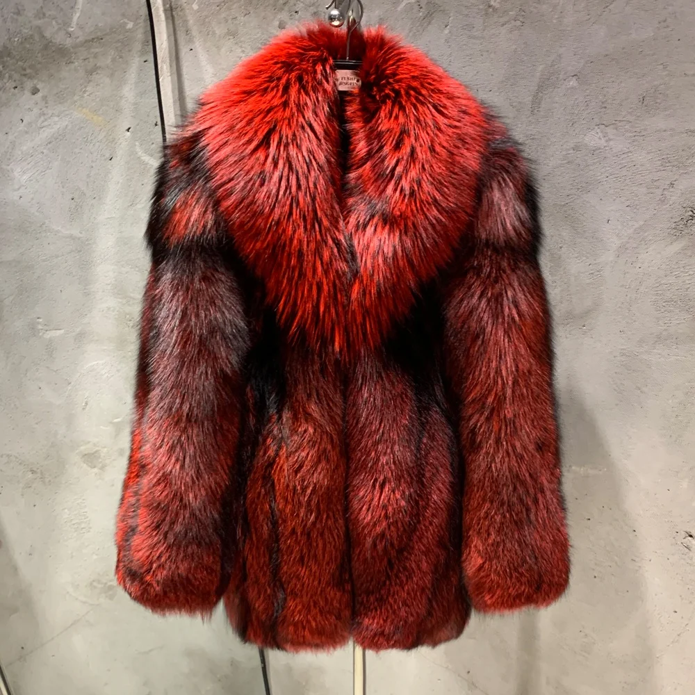 Top selling real fox fur coat winter factory custom men fur coats unisex fur coat long plus size