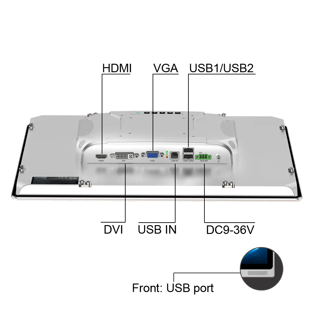 Custom Full HD Waterproof USB Capacitive Touch Industrial Lcd Monitor IP65 Control Panel Industrial Display Embedded PC