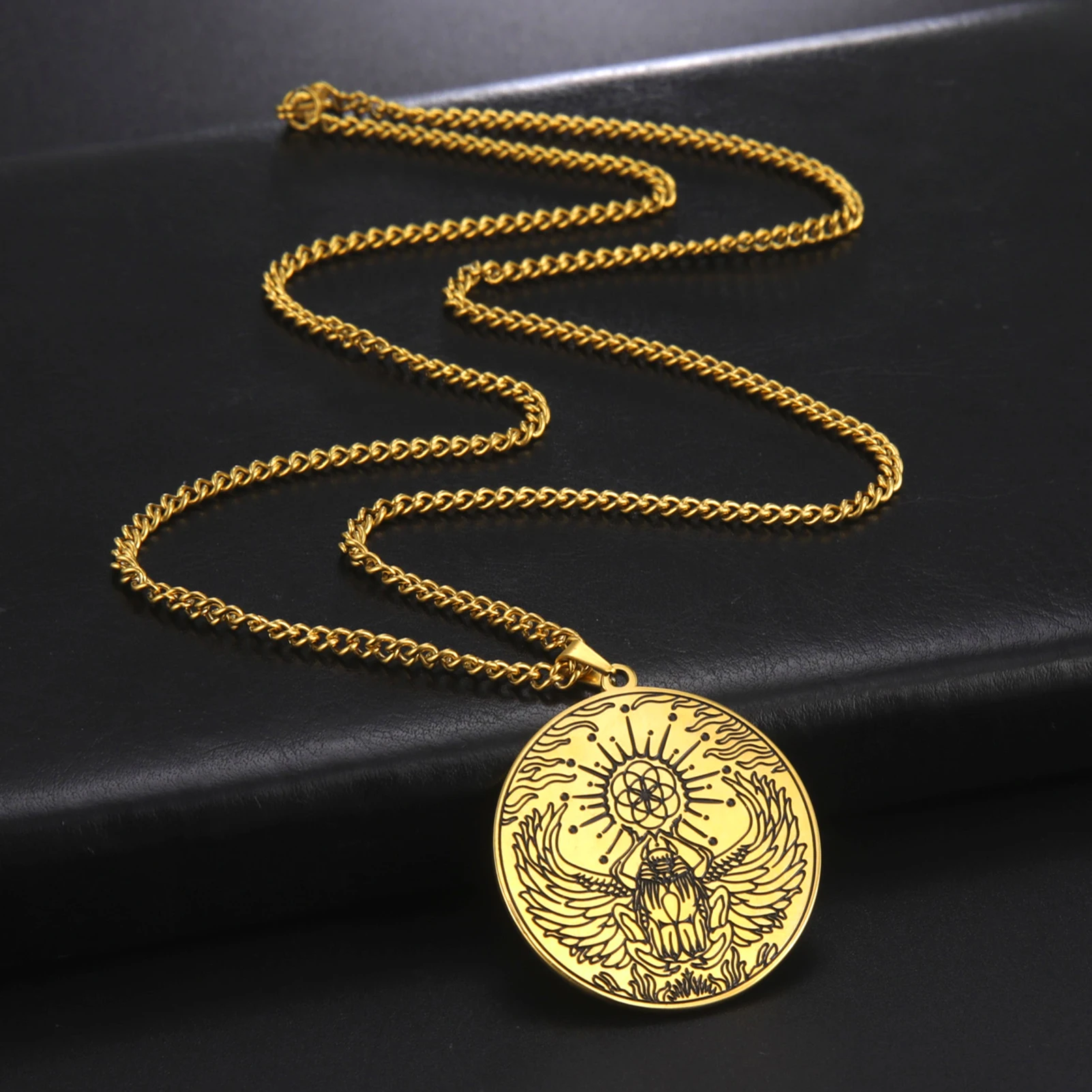 Лидер продаж ожерелье с кулоном в виде семени жизни древнем египетском стиле священный геометрический АНКХ-крест талисман ювелирные изделия из нержавеющей стали