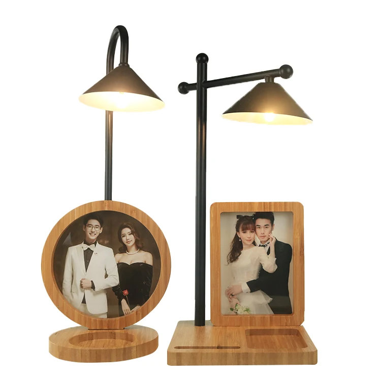 Wholesale New Retro Picture frame Competitive Price Bamboo Art Desk Lamp Photo Frame