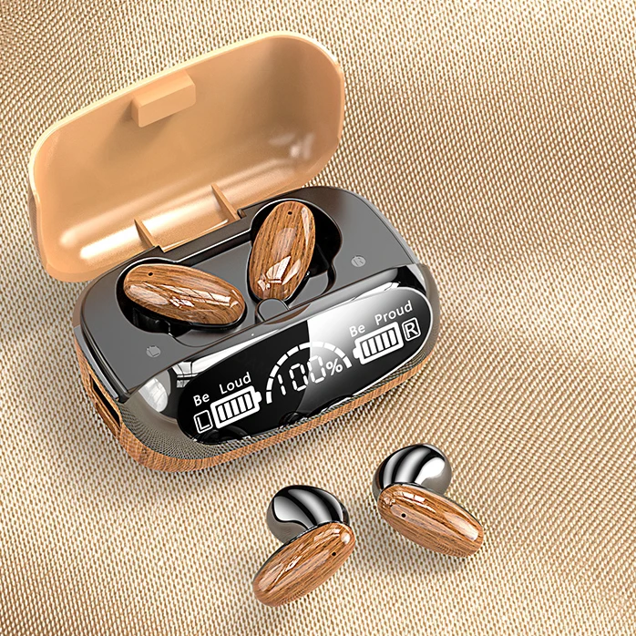 New Fashion M35 Tws Earbuds 9d Hifi Stereo Wood Design Waterproof In Ear Headphone 5.2 Low Latency Game Wireless Earphones