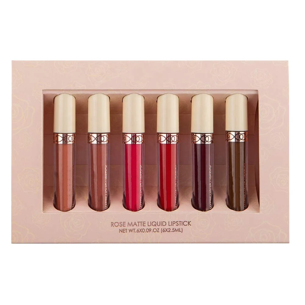 6Pcs Matte Liquid Lipstick Long Lasting Waterproof Velvet Lips Tint Non-Stick Cup Not Fade Lipgloss Makeup Sets for Girls Lipglo