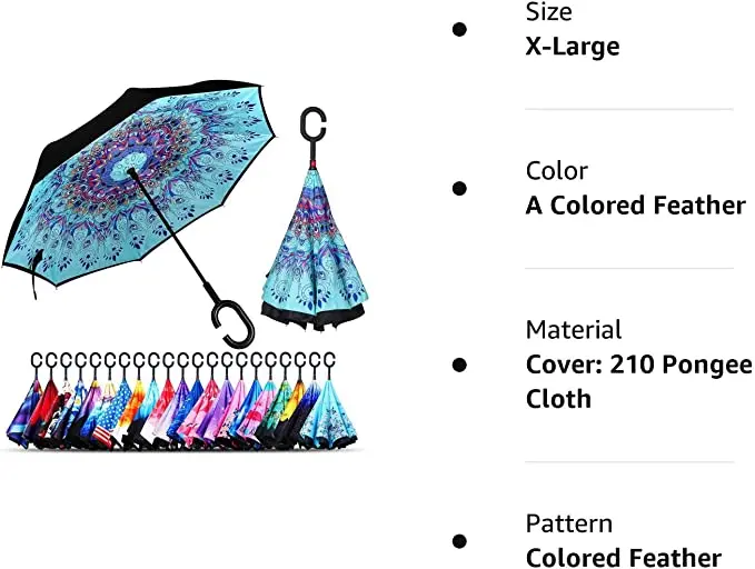 New inverse Umbrella logo prints Custom Double Layer C Shape Handle design inverted Reverse Umbrellas