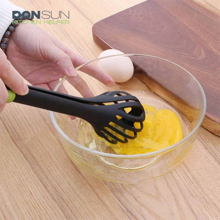 11 inch Nylon Egg Whisk 2 in 1 Egg Beater Kitchen Whisk Food Tongs