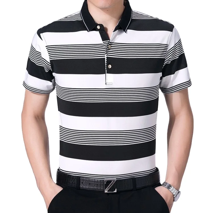 2021 мужская приталенная короткая блузка с воротником-стойкой и коротким рукавом, три цвета, в горизонтальную полоску