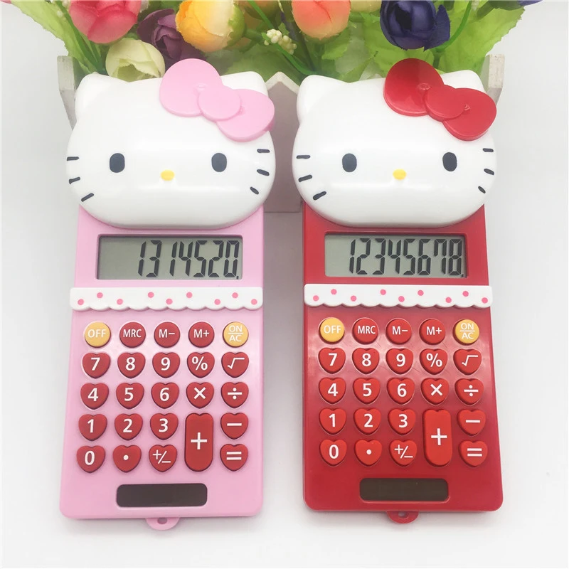 Portable student cute pink pocket push lid mini creative cartoon calculator