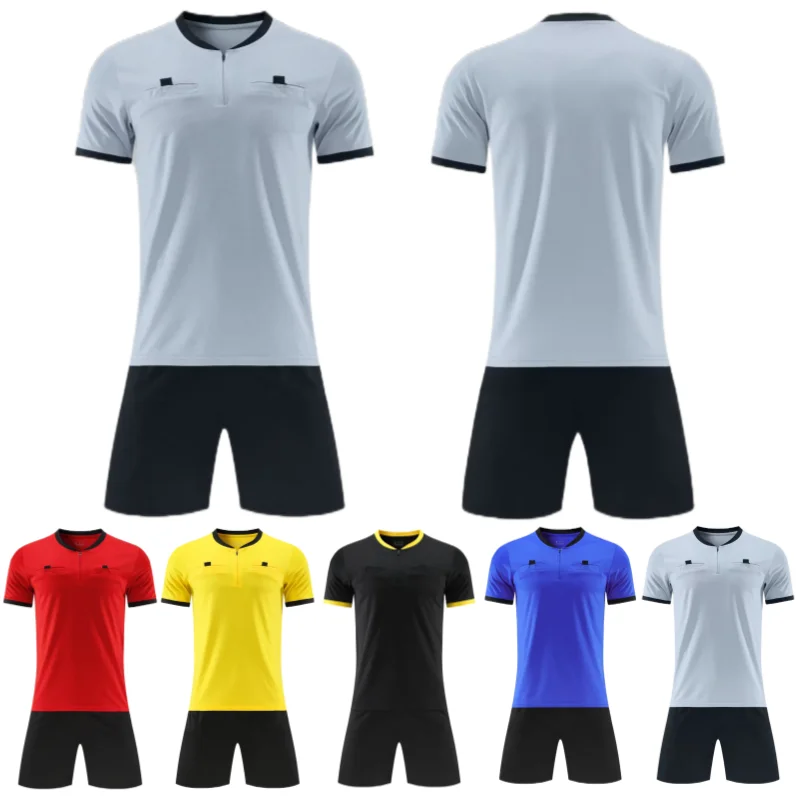 2023 High Quality full sublimation print 100%polyester quick dry half zip polo soccer referee jersey custom logo football