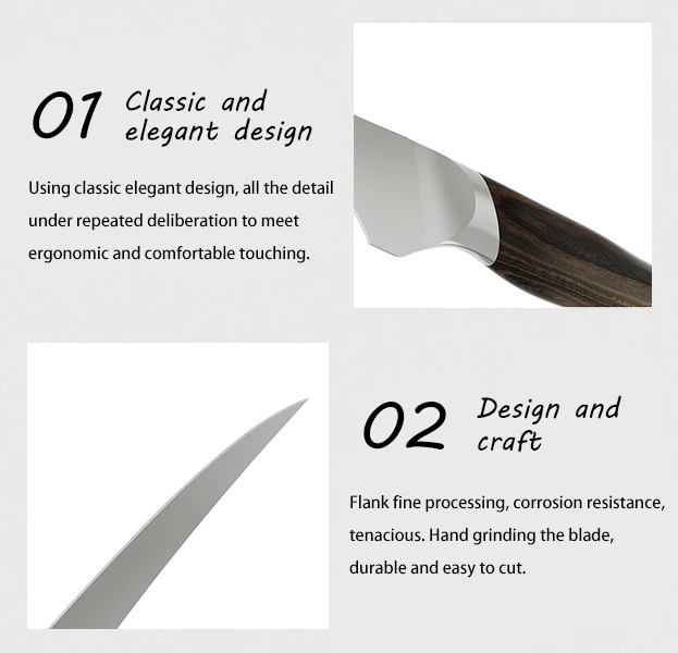 Factory Super Sharp Boning Knife in High Carbon  7 Inch Japanese Fish Knife German 1.4116 Steel Fillet Knife