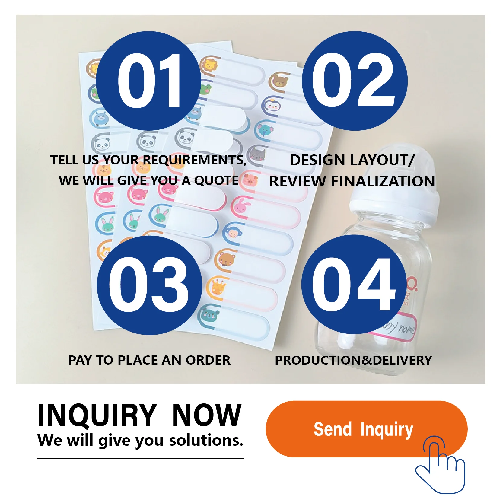 High Quality Baby Bottle Label for daycare kids Name Stickers for School Supplies Waterproof Sippy Cup Lunch Box Pacifier