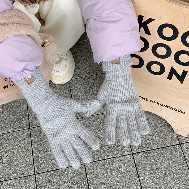 Knitted Woolen Gloves Women Winter Leakage Two Finger Warm Thick Outdoor Long Knit Gloves