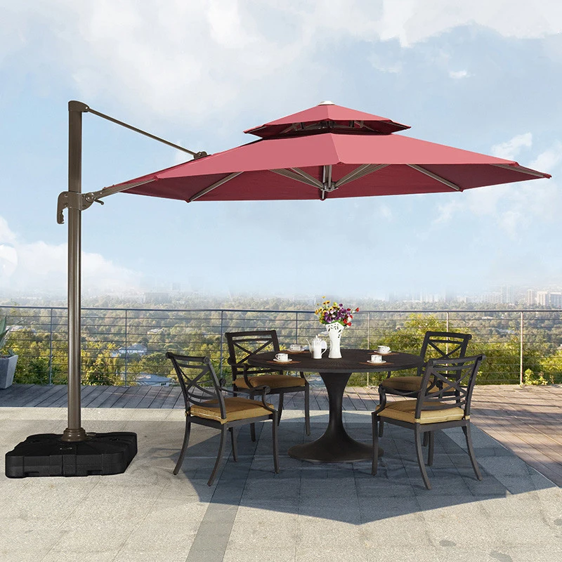 FEAMONT High Quality 10ft Straight Parasol UV Printed Waterproof Aluminum Garden Patio Umbrella with Pongee Fabric Wholesale