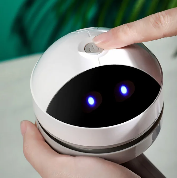 UBS Rechargeable cute robot shape Strong Suction Mini Desktop Vacuum Cleaner