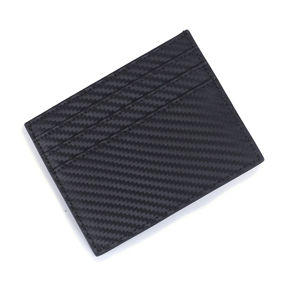 Popular Carbon Fiber Leather RFID Blocking Minimalist Small Credit ATM Card Holder for Mens