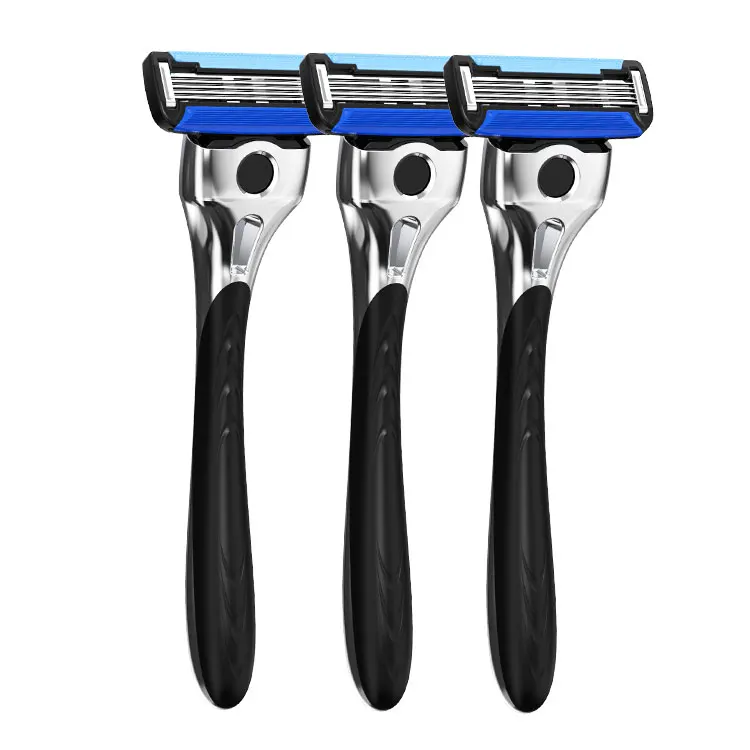 Wholesale Custom Logo Private Label Bulk Good Men Body Grooming System Shaving Razors Stainless Steel for Men Blue 5 Pcs