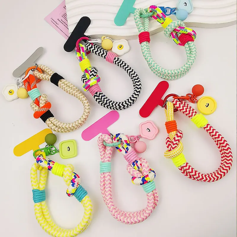 Cheap Printed Premium Woven Lanyard Woven Anti-Lost Cell Phone Accessories Round Lanyard