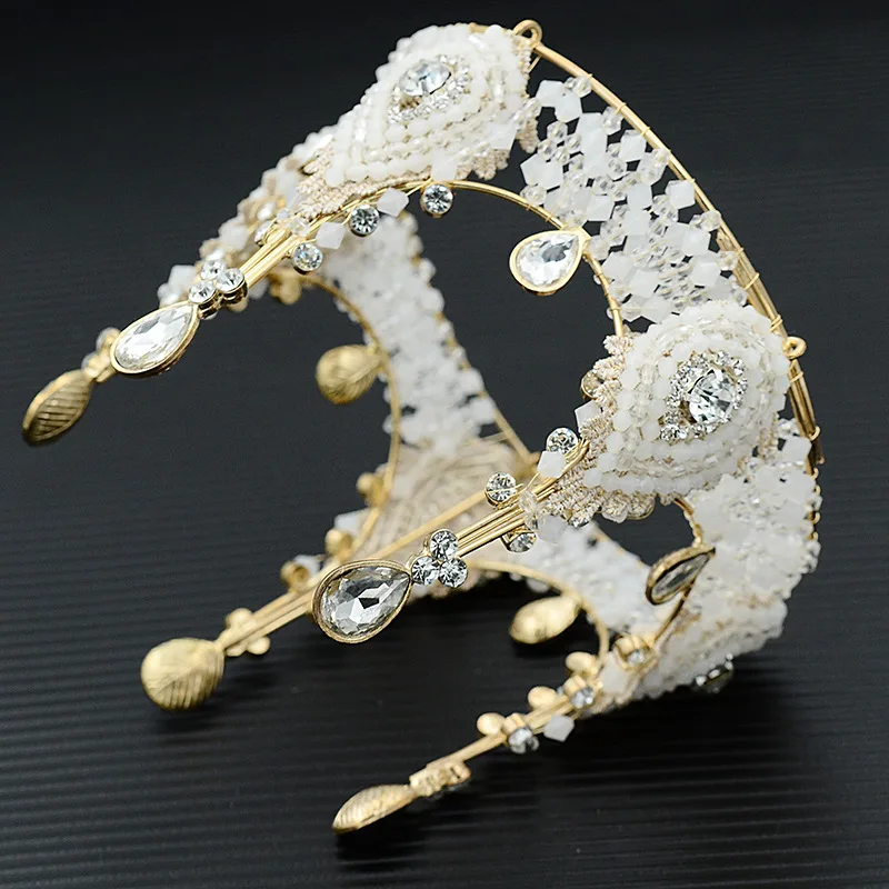  White Rhinestone Alloy Vintage Headwear Bridal Wedding Birthday Crown Tiara Cake