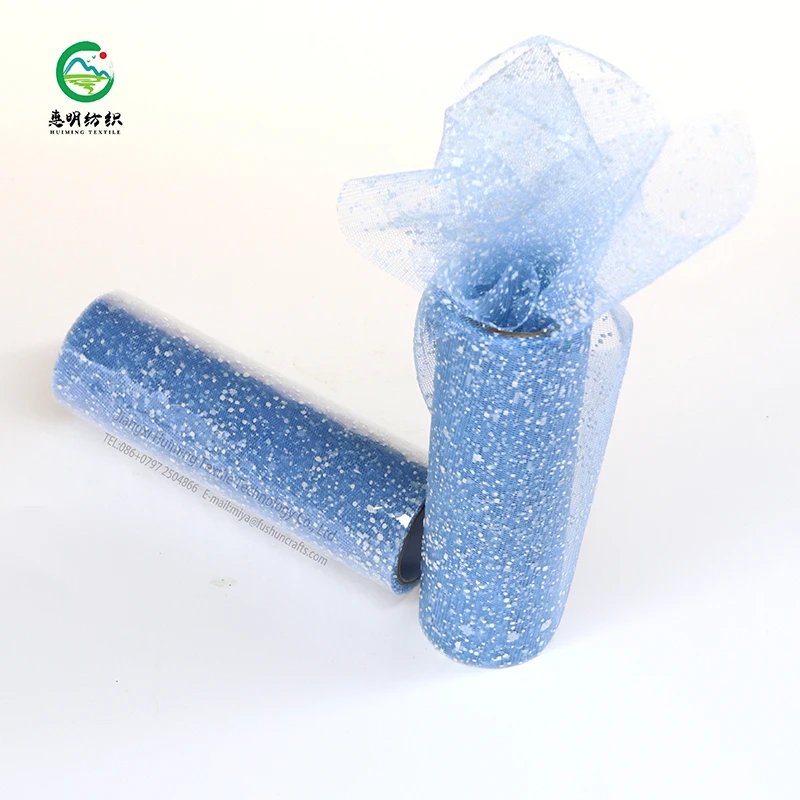 6 inch Nylon Fabric Snow Dot Mesh Fabric Gift Box Packaging Party Foamed Tulle Roll