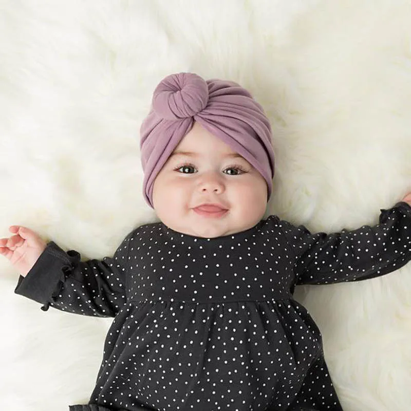  Повязка на голову для младенцев 0-4 лет тюрбан из 100% хлопка с узлом шапки девочек хлопковая эластичная шапочка головной убор Детские аксессуары