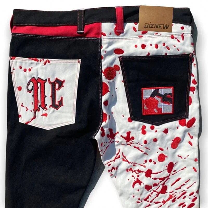 wholesale 2022 fashion wear popular streetwear mens jeans slim zipper 4 colors patchwork skinny jeans pant