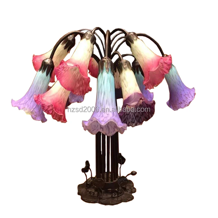 Multi-head Pond Lily Mouth Blown Glass Table Lamp For Home  Living Room Hotel Villa Light And Decoration