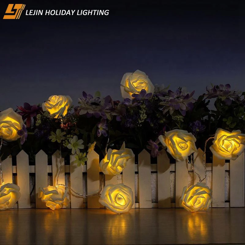 Lejin 5 м 20 светодиодов роза цветок ПВХ зеленый светодиод Фея на Рождество