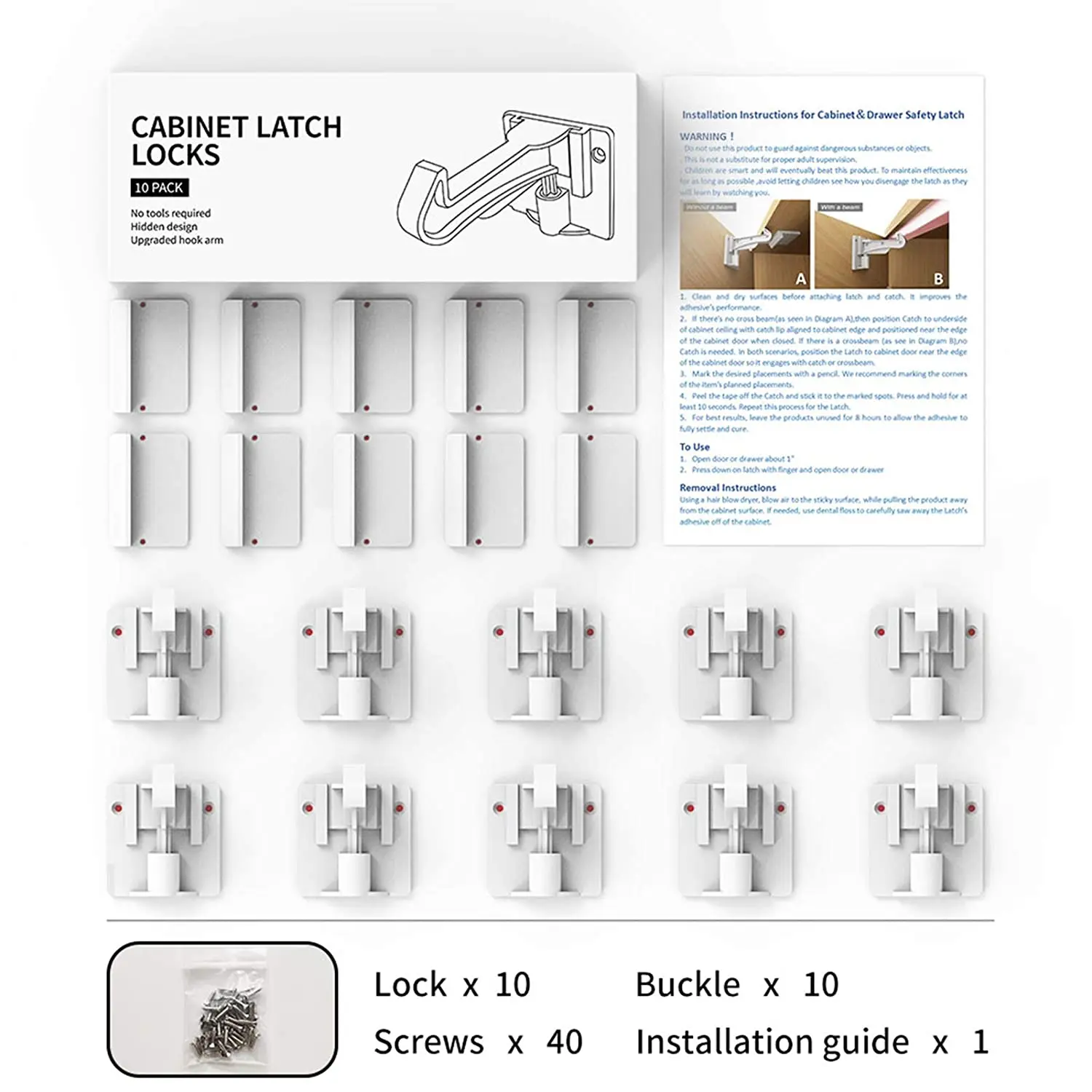 Wholesale Top Quality Fast Adhesive Cabinet Locks No Drilling Hole Child Safety Latch Baby Proofing Drawer Locks