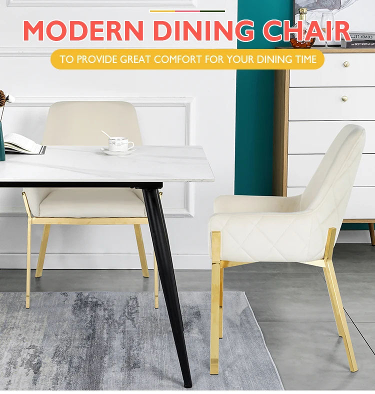 Contemporary Home Furniture Modern Hotel Comfortable restaurant Gold legs high back Upholstered Velvet Dining Chair